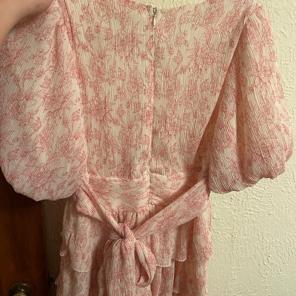 Elegant Pink Ruffle Midi Dress - Picture 7 of 9